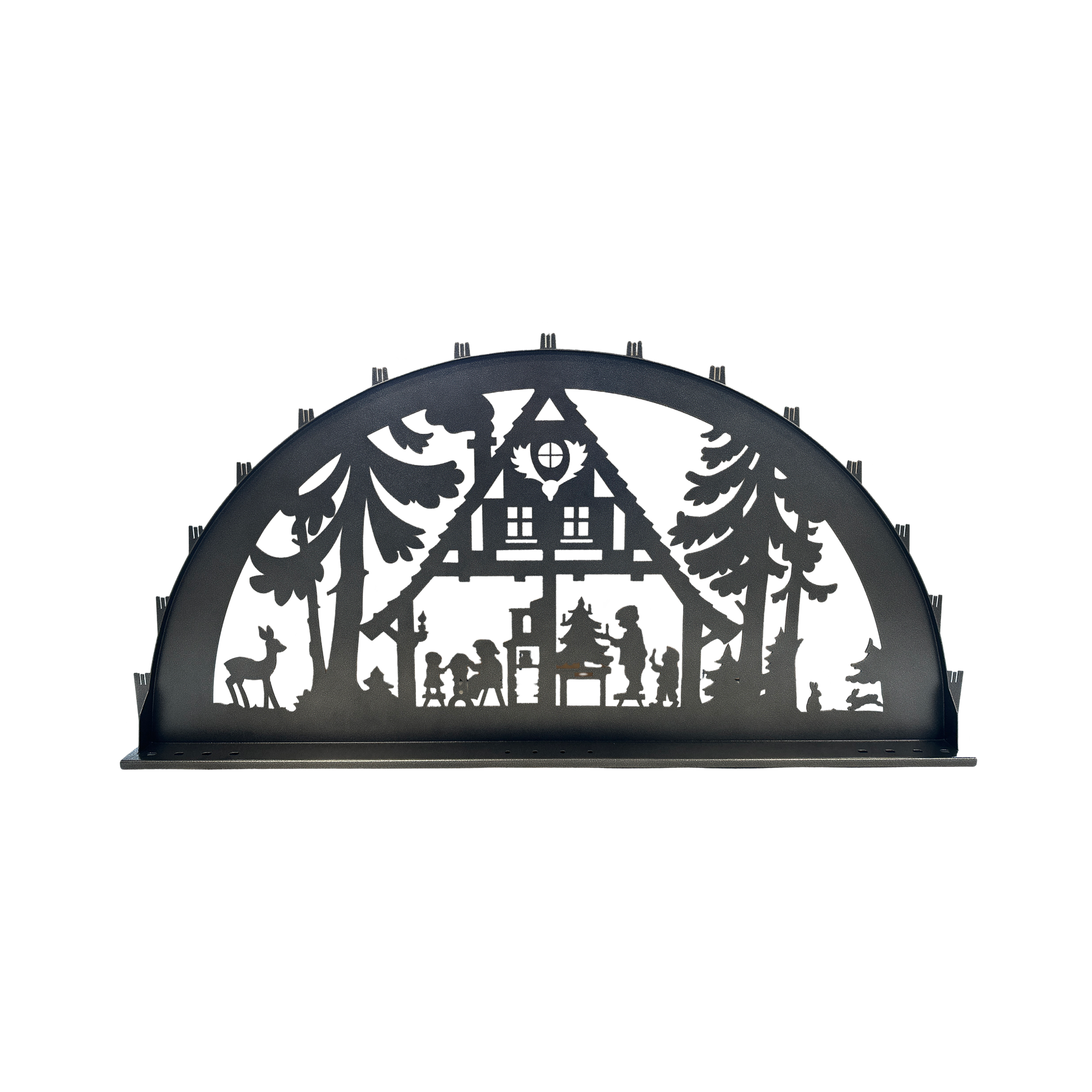 Außenschwibbogen Motiv Waldhaus - Hammerschlagoptik